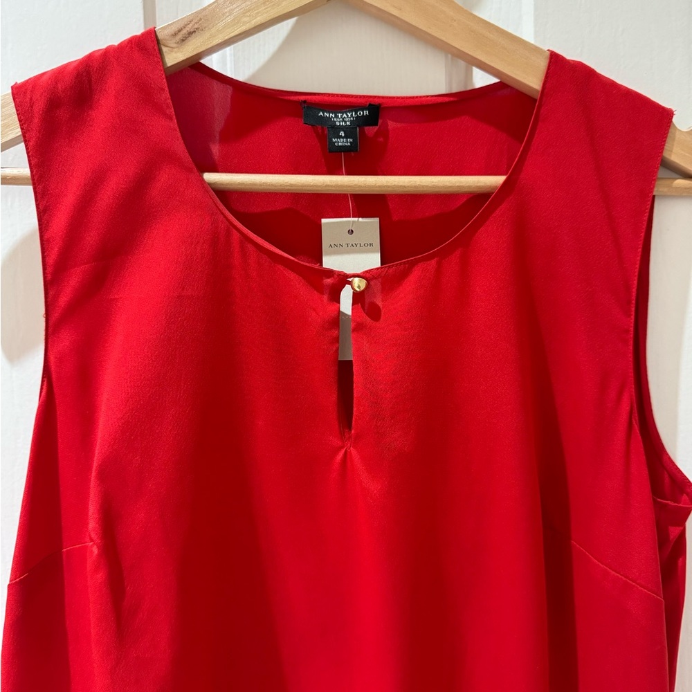 BNWT - Ann Taylor Red Silk Blouse